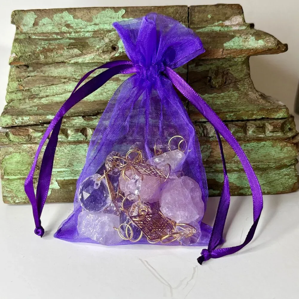 Raw Amethyst, Rose Quartz, Crystal Quartz Gemstone Wall Hanging, Crystal Prism
